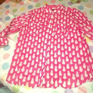 Talbots hot pink button down